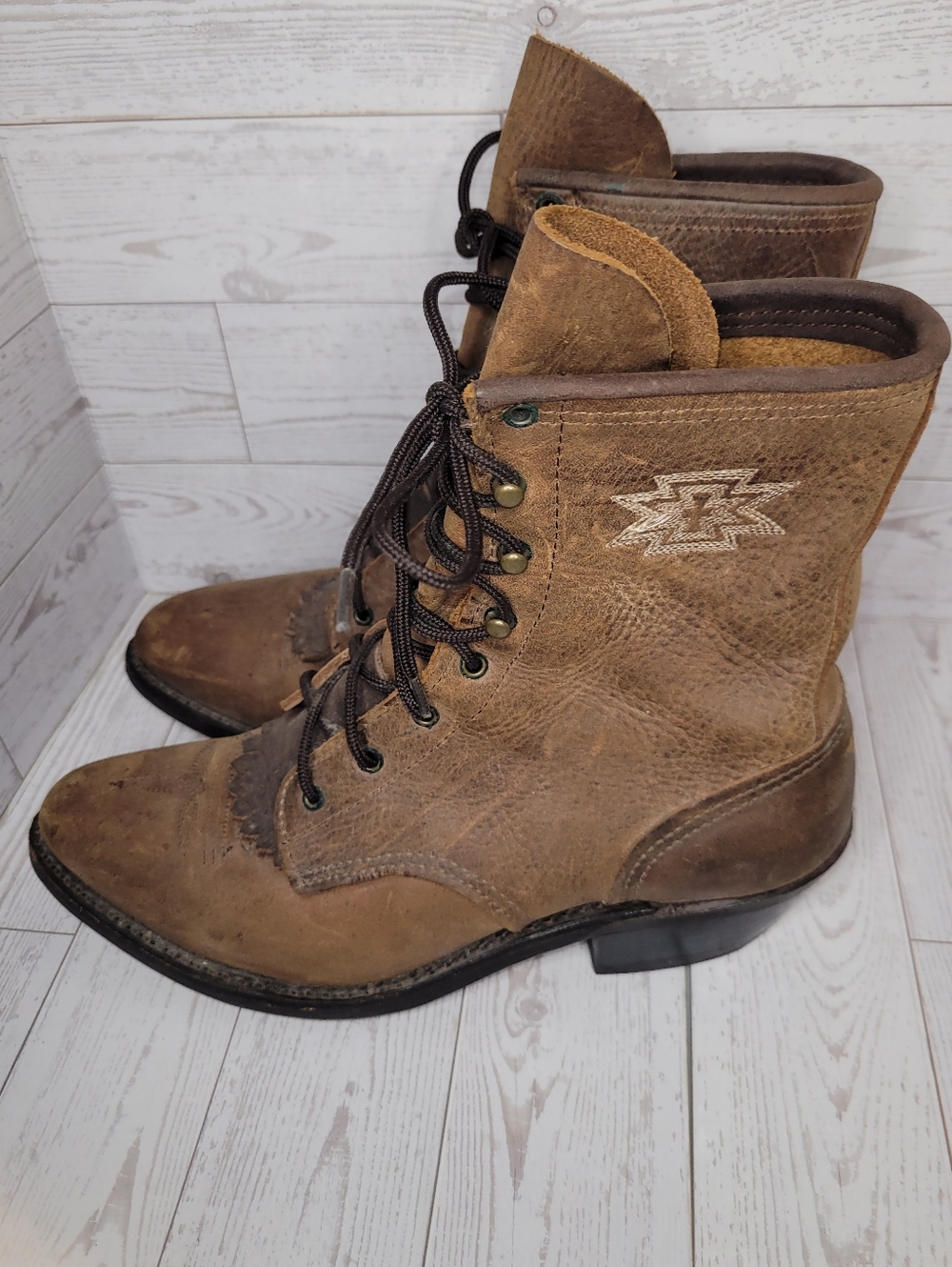Vintage Abilene Leather Women's Boots South Western Packer Kiltie Size 7.5M